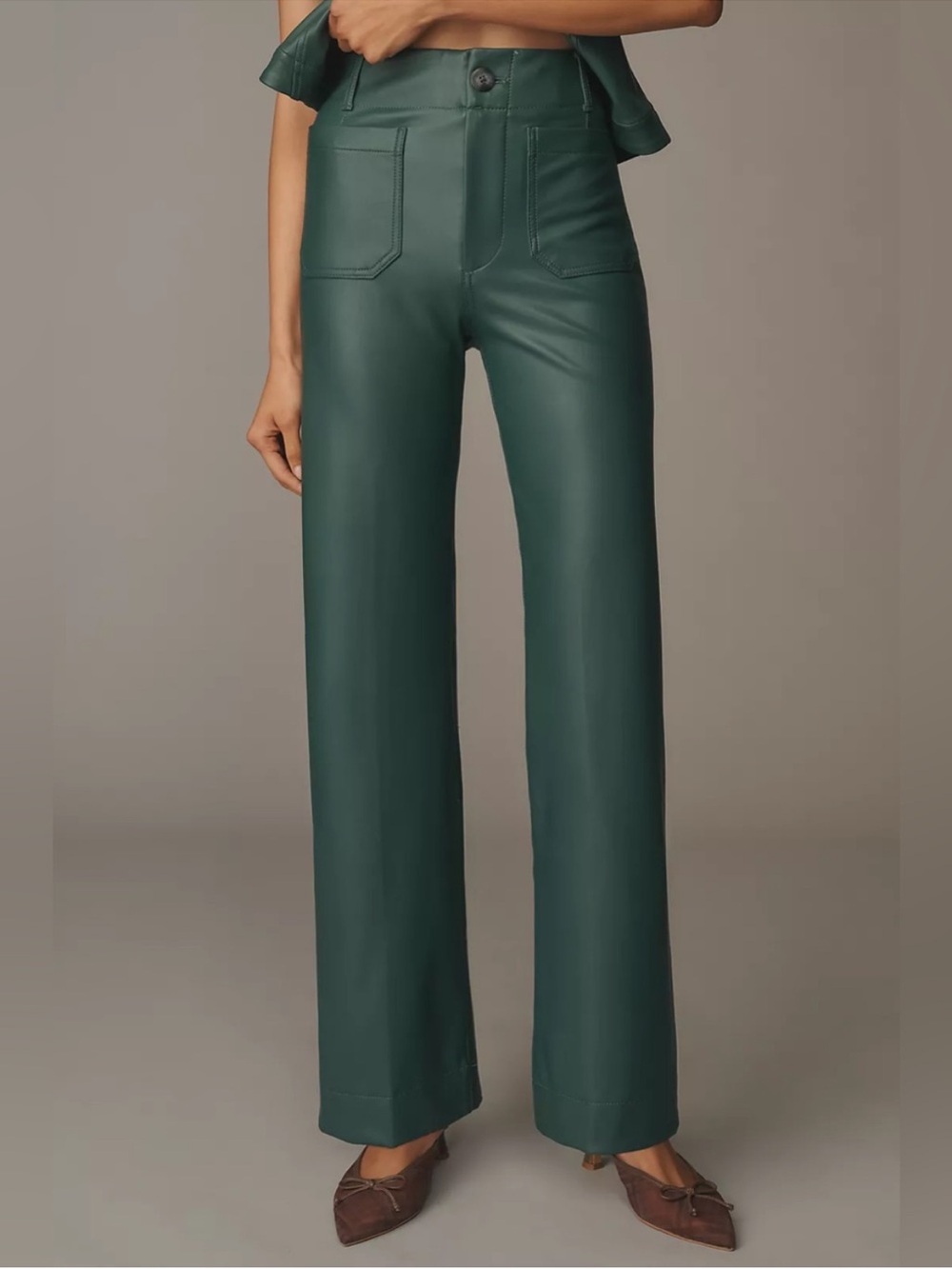 Maeve The Colette Faux Leather Full Length High Rise Pants Size 28